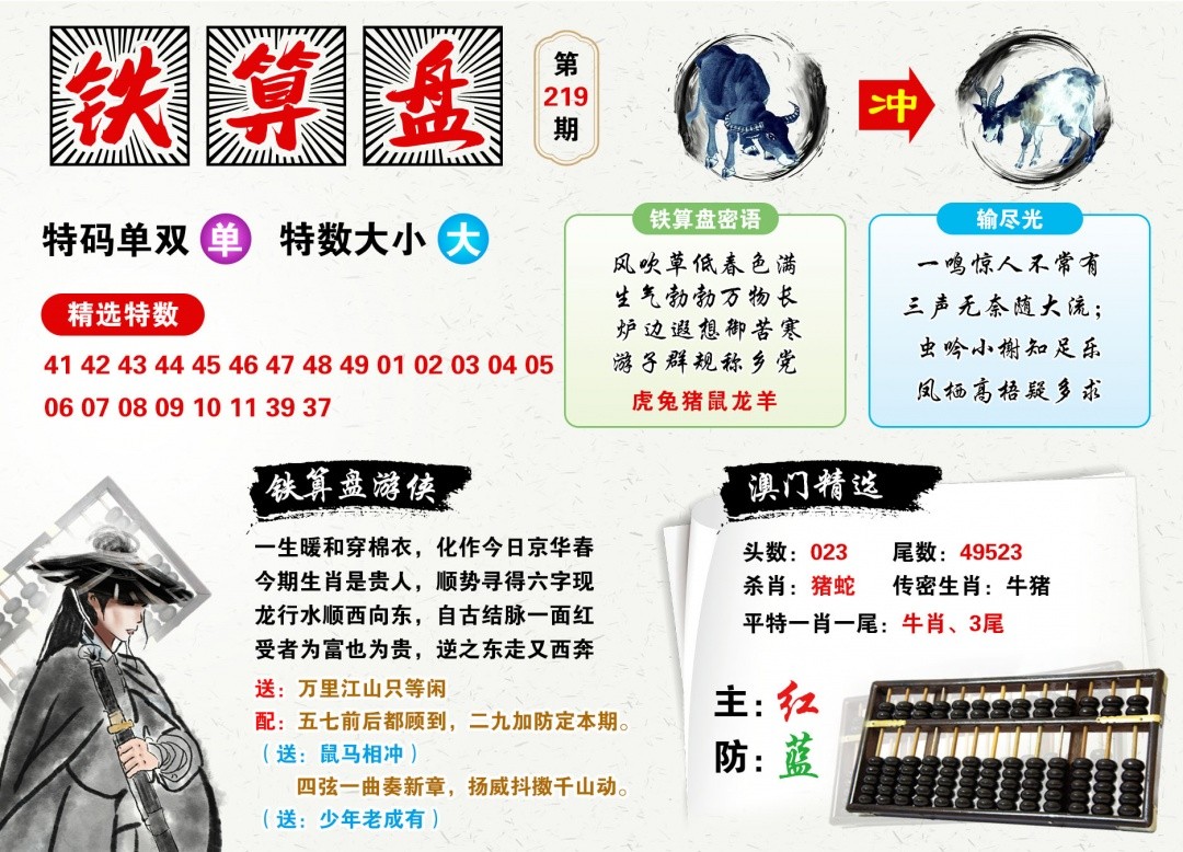 铁算盘：219期澳门铁算盘