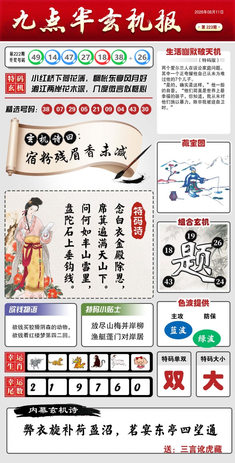 223期全网最准：九点半玄机报