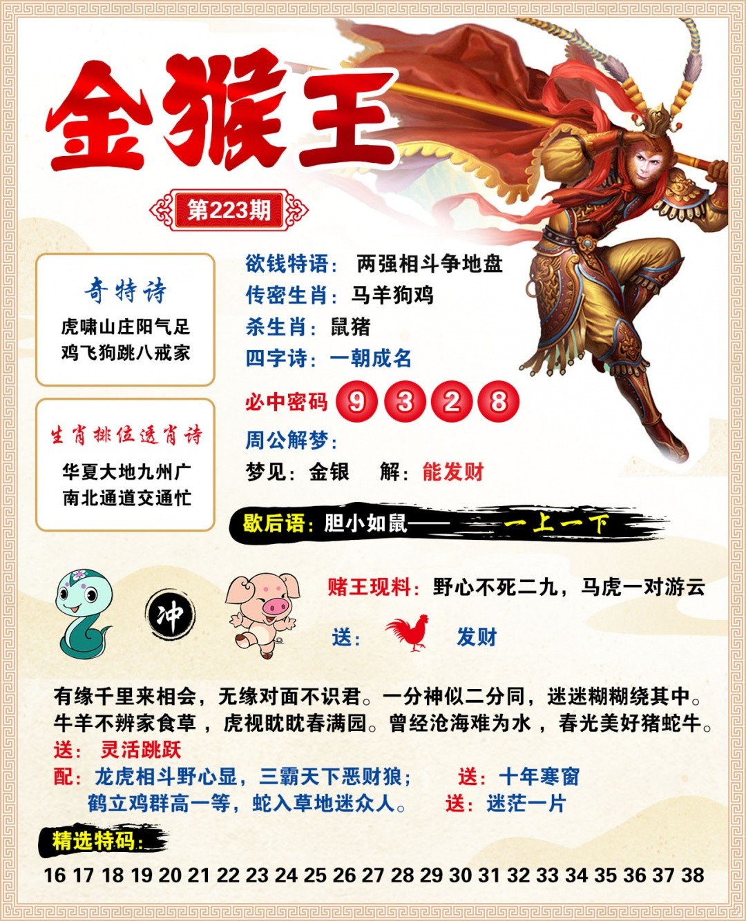 澳门财神223期：金猴王