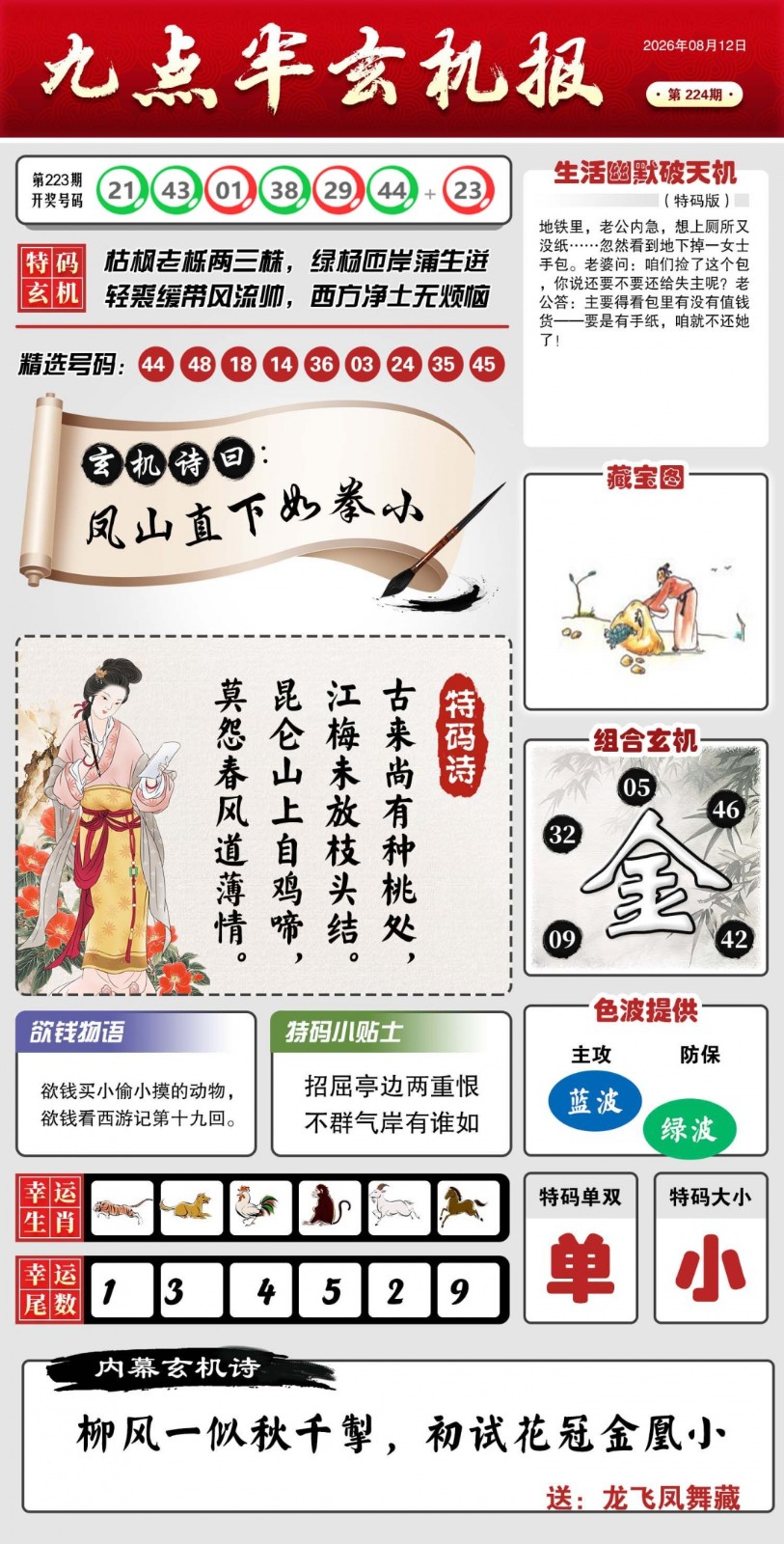 凤凰天机高手坛：224期九点半玄机报
