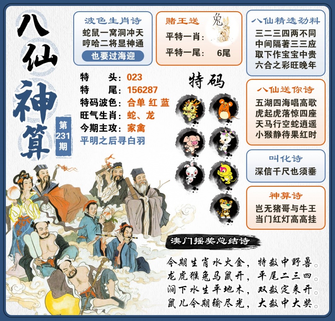 澳门天机：231期八仙神算