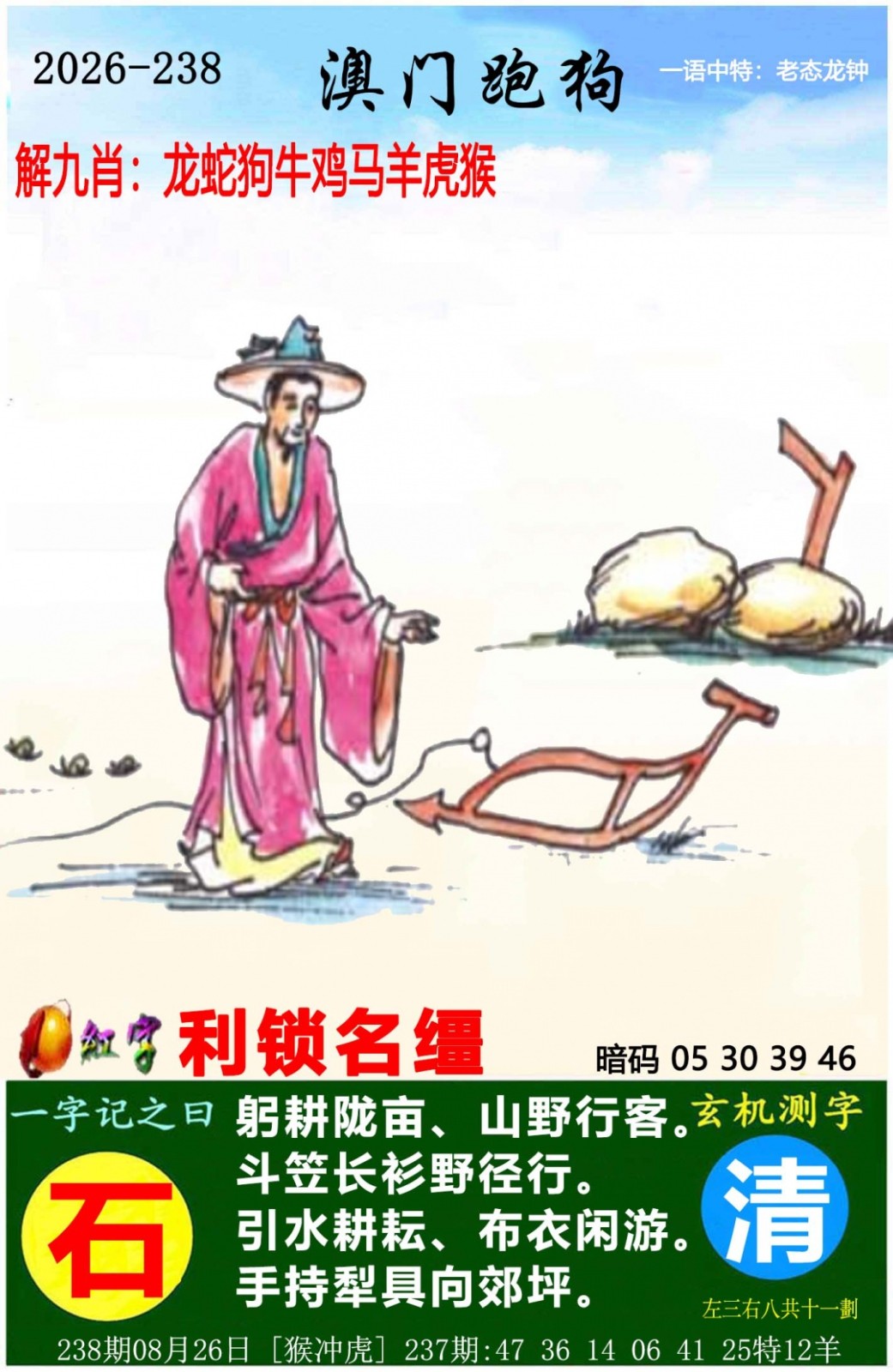 跑狗论坛：238期澳门跑狗图