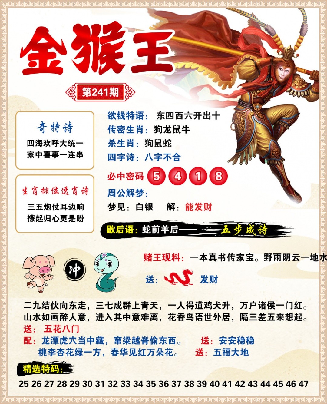 香港凤凰天机网：241期金猴王