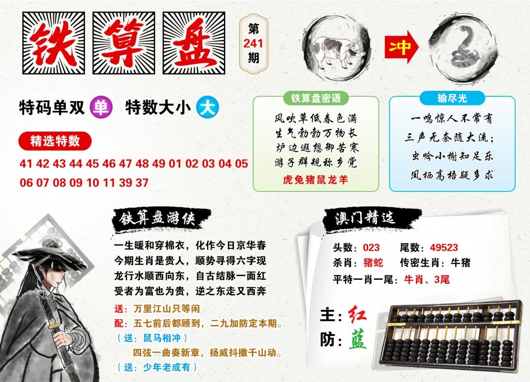 铁算盘：241期澳门铁算盘