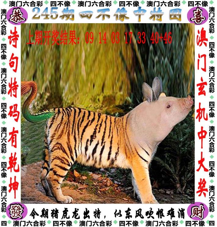 老版跑狗图：245期四不像
