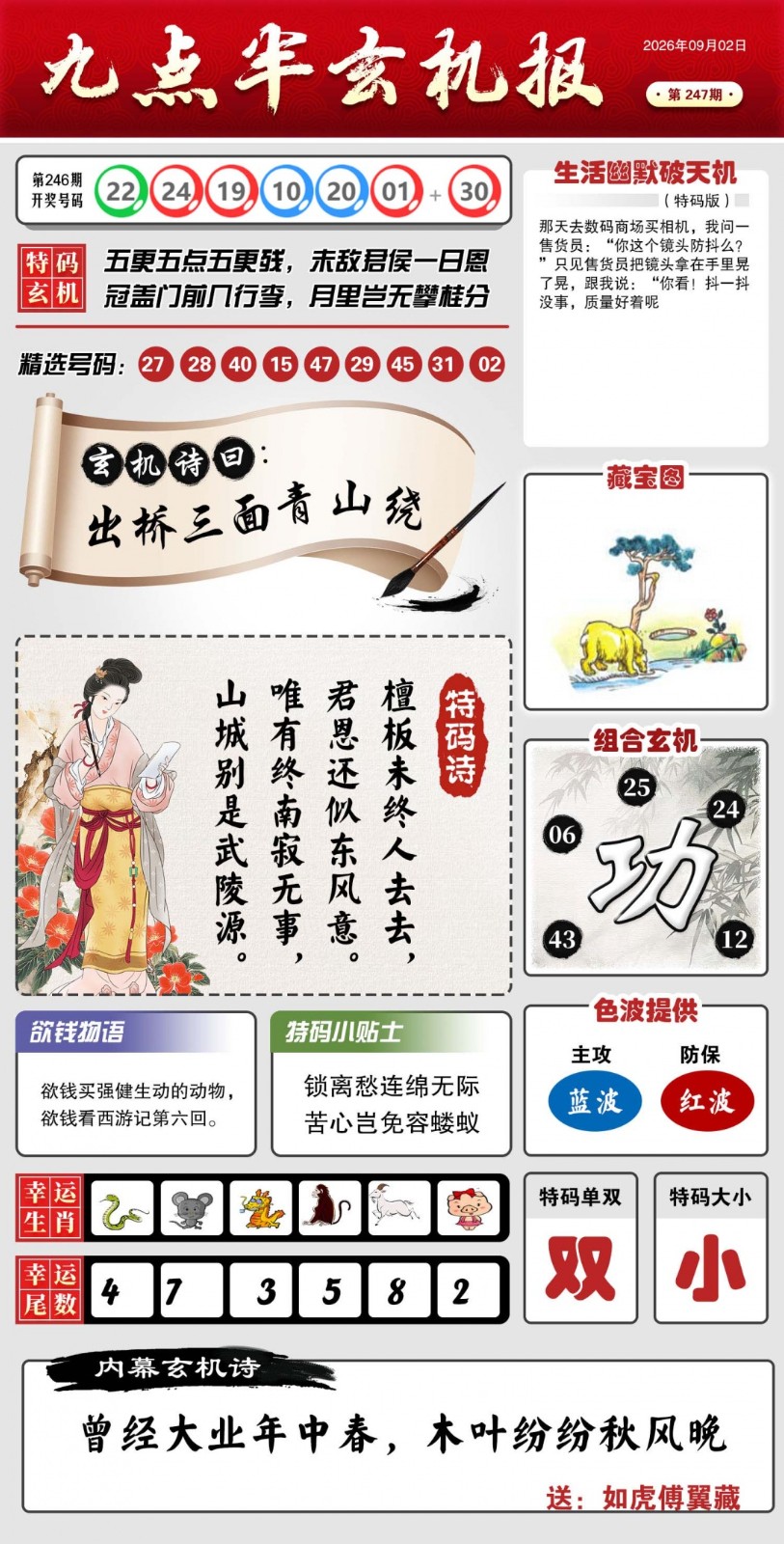 铁板神算247期：九点半玄机报