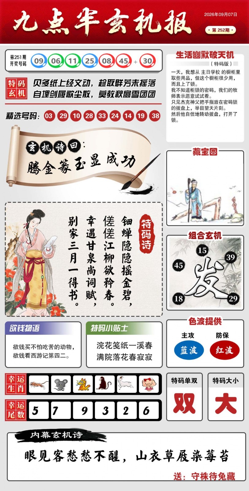 鸿运论坛：252期九点半玄机报