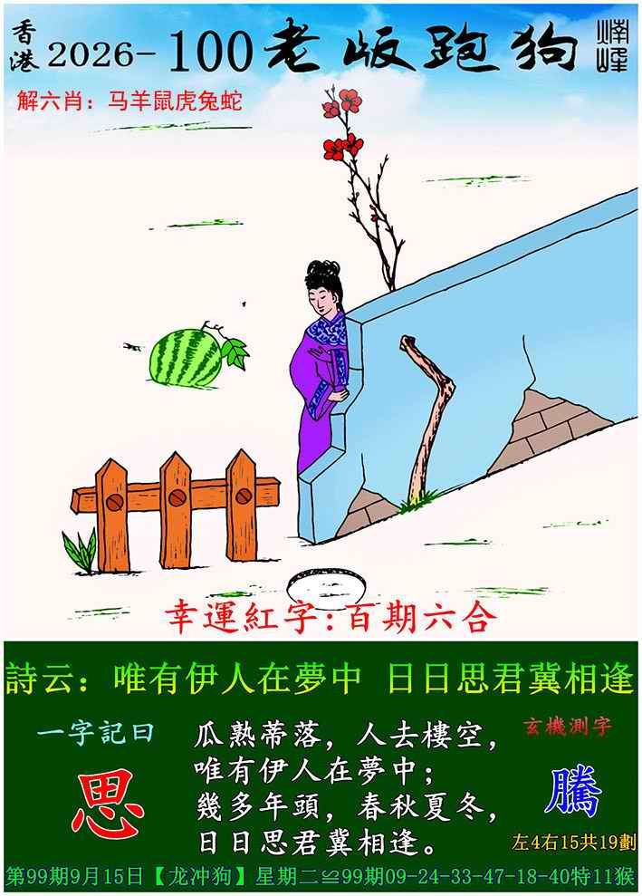 广东会100期：老版跑狗图