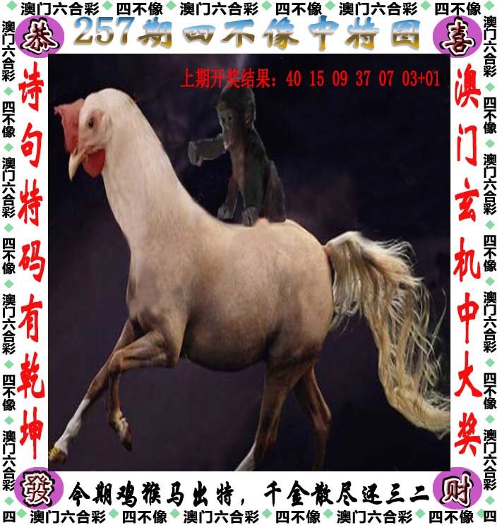 香港赛马会257期：四不像