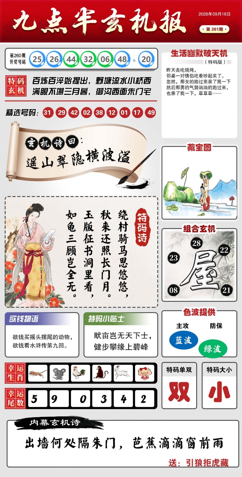 全网最准261期:九点半玄机报