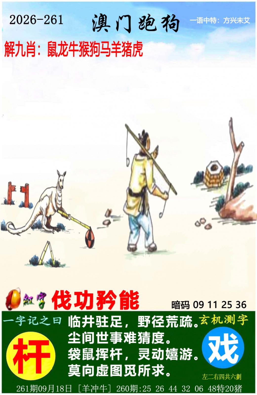 藏宝阁：261期澳门跑狗图