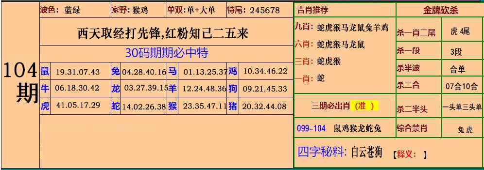 开奖现场104期：小鱼儿30码期期中