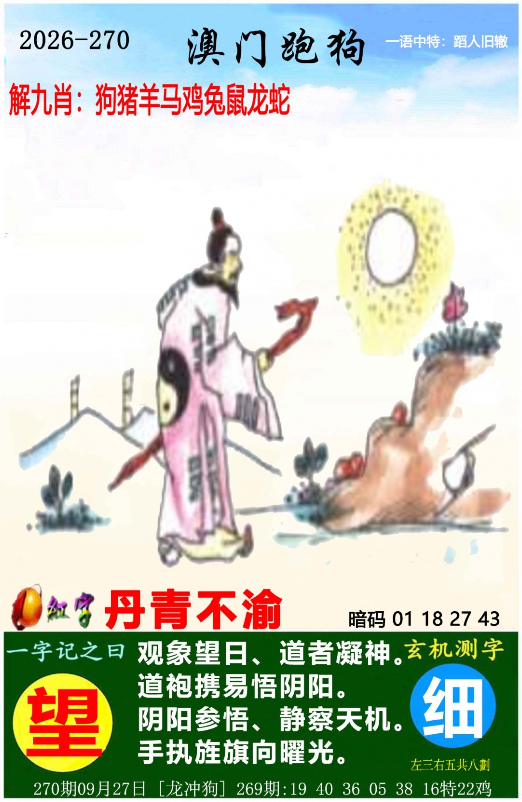 广东江门270期：澳门跑狗图
