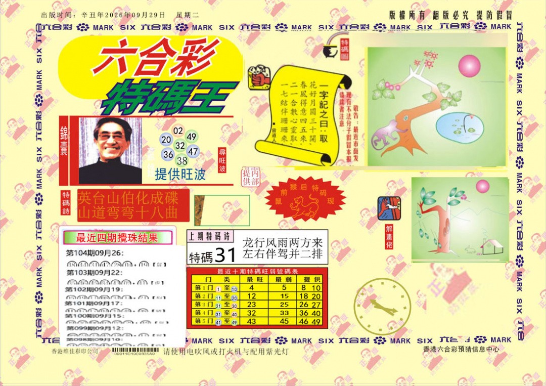 香港六合彩特码王：105期特码王