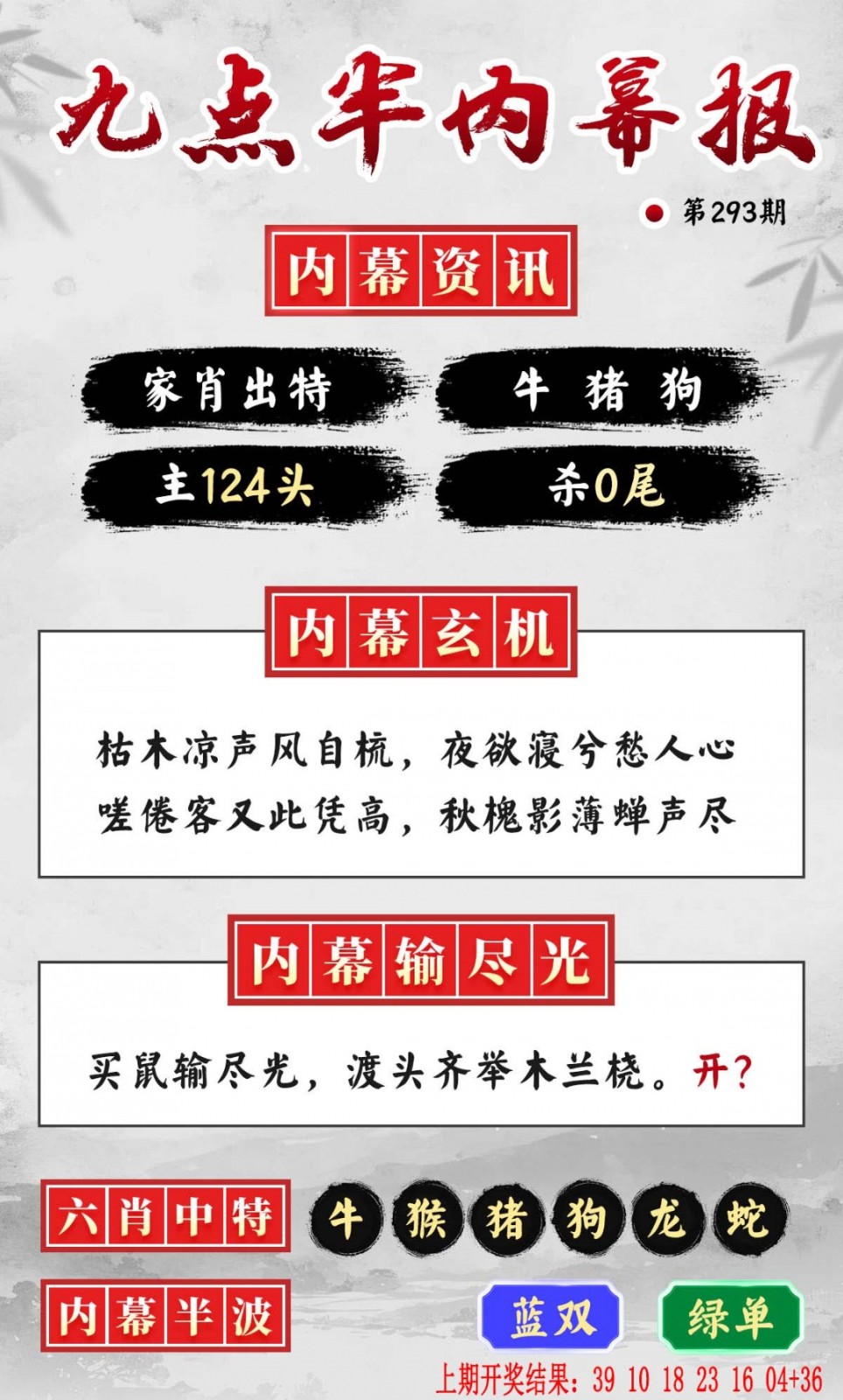 澳彩全年历史图库293期：九点半内幕报