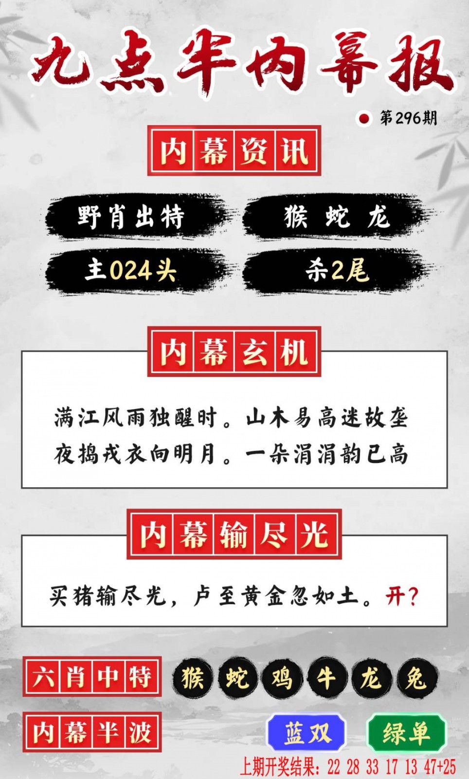姜大公296期：九点半内幕报