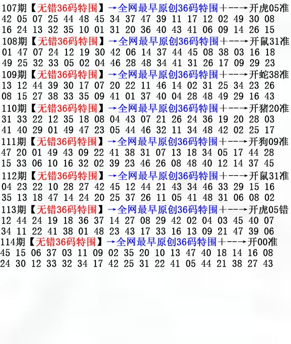 澳门铁算盘114期：36码特围