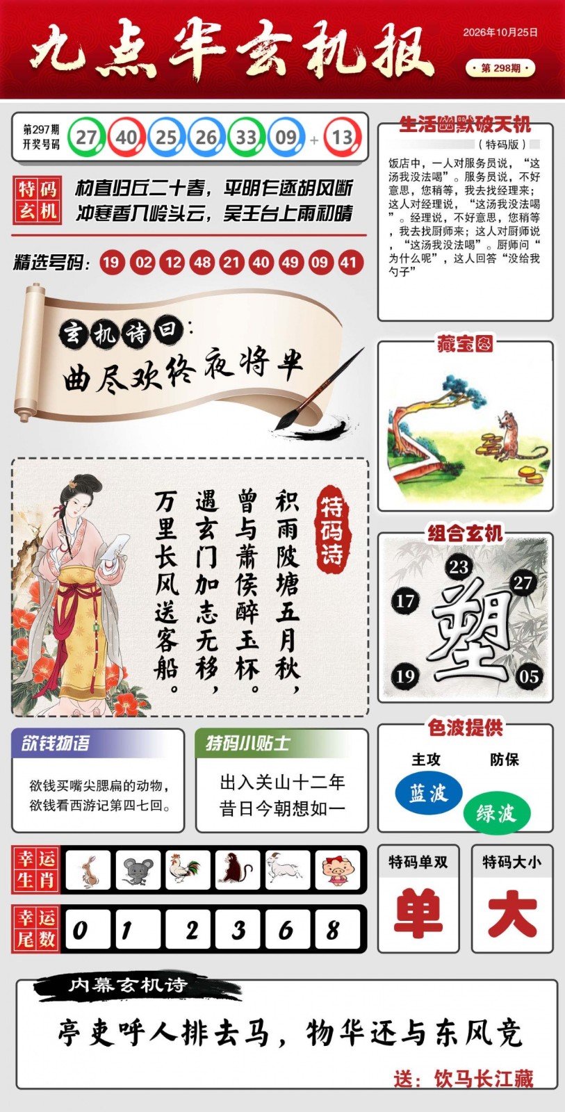 香港赛马会298期：九点半玄机报
