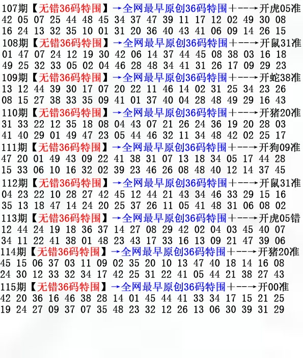 彩色图库115期：36码特围