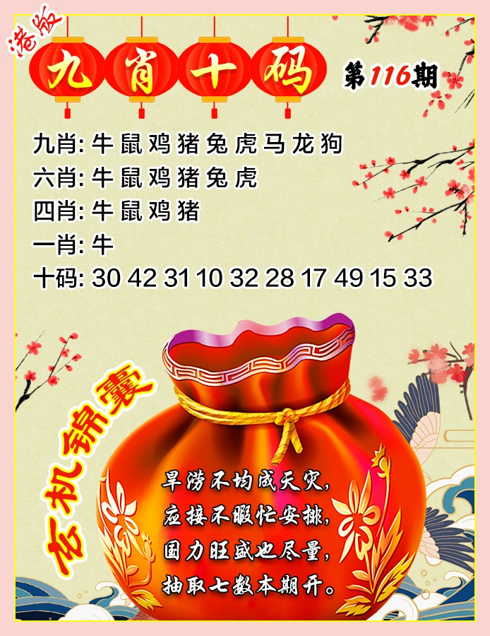 开奖现场：116期九肖十码