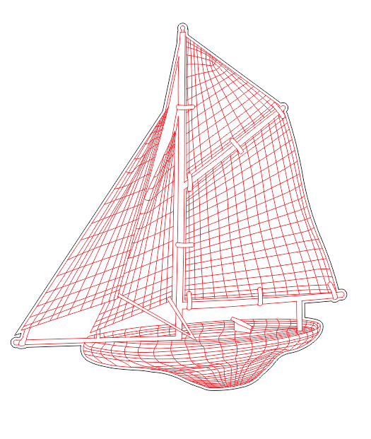 Barco Velero para lámpara de acrílico 3d